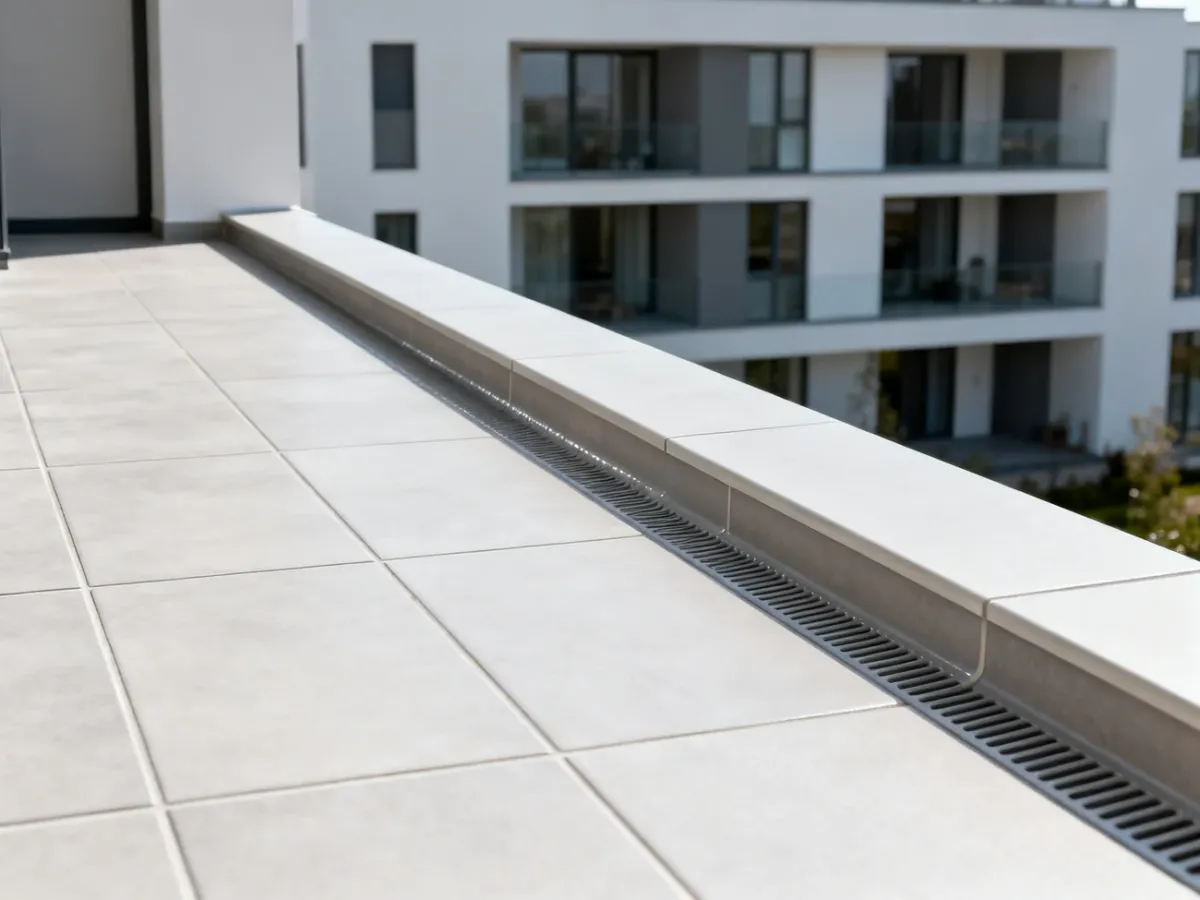 Wykończony balkon z mrozoodpornymi płytkami